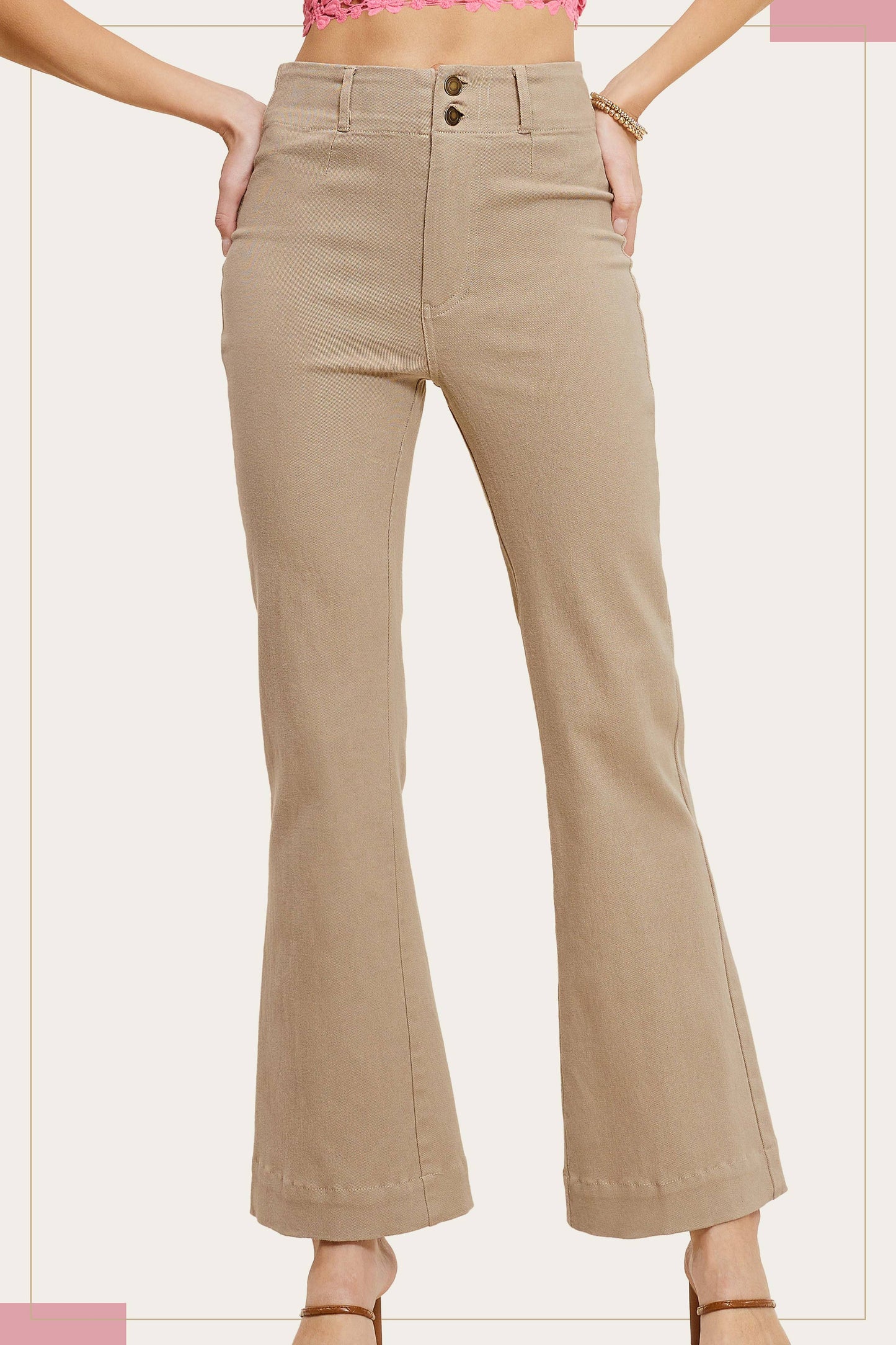 Soft Washed Stretchy High Waisted Wide Flare Pants