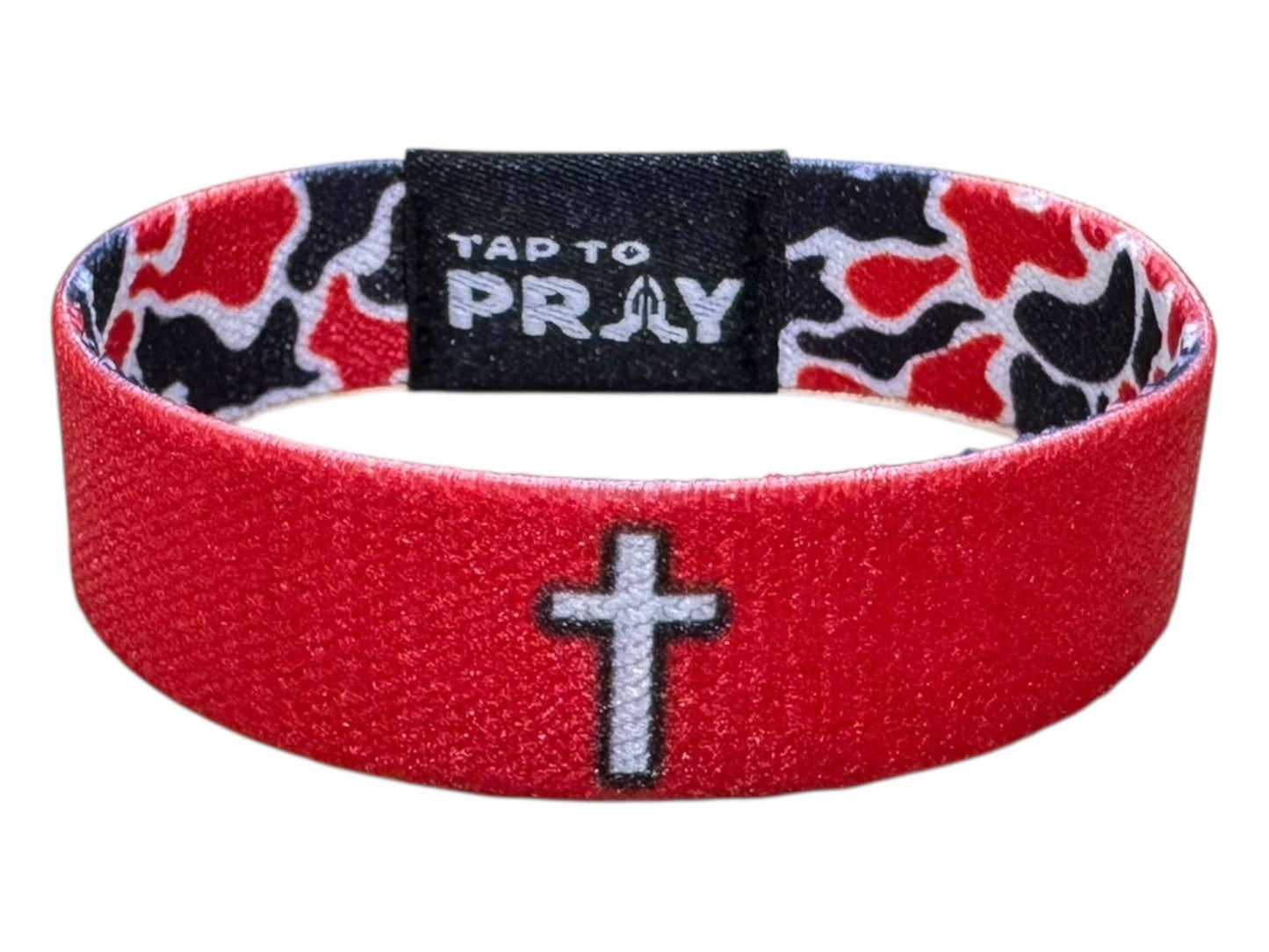 Versible Tap To Pray Wristband-Red & Black Team Camo