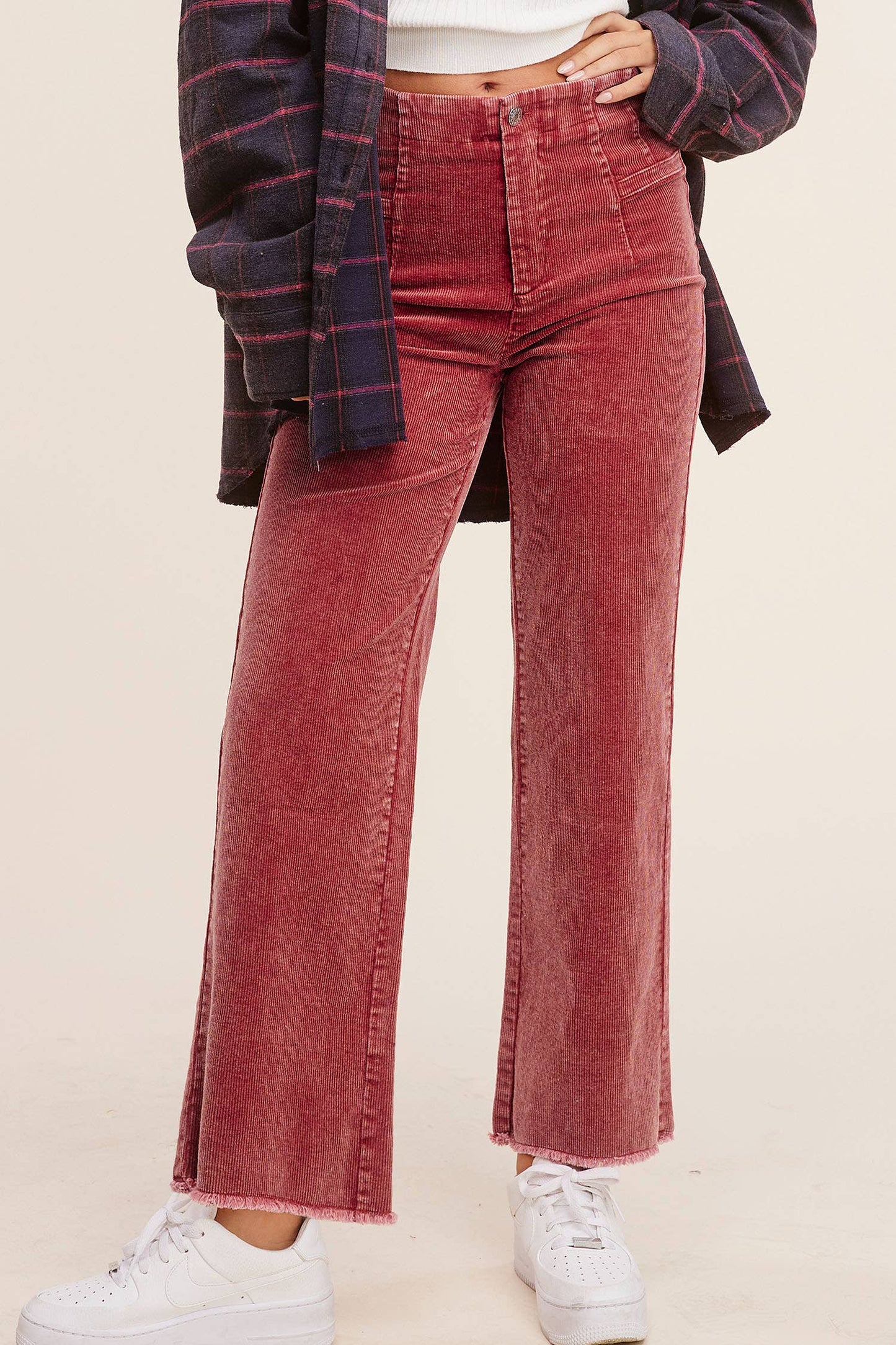 La Miel High Waisted Wide Leg Corduroy Pants