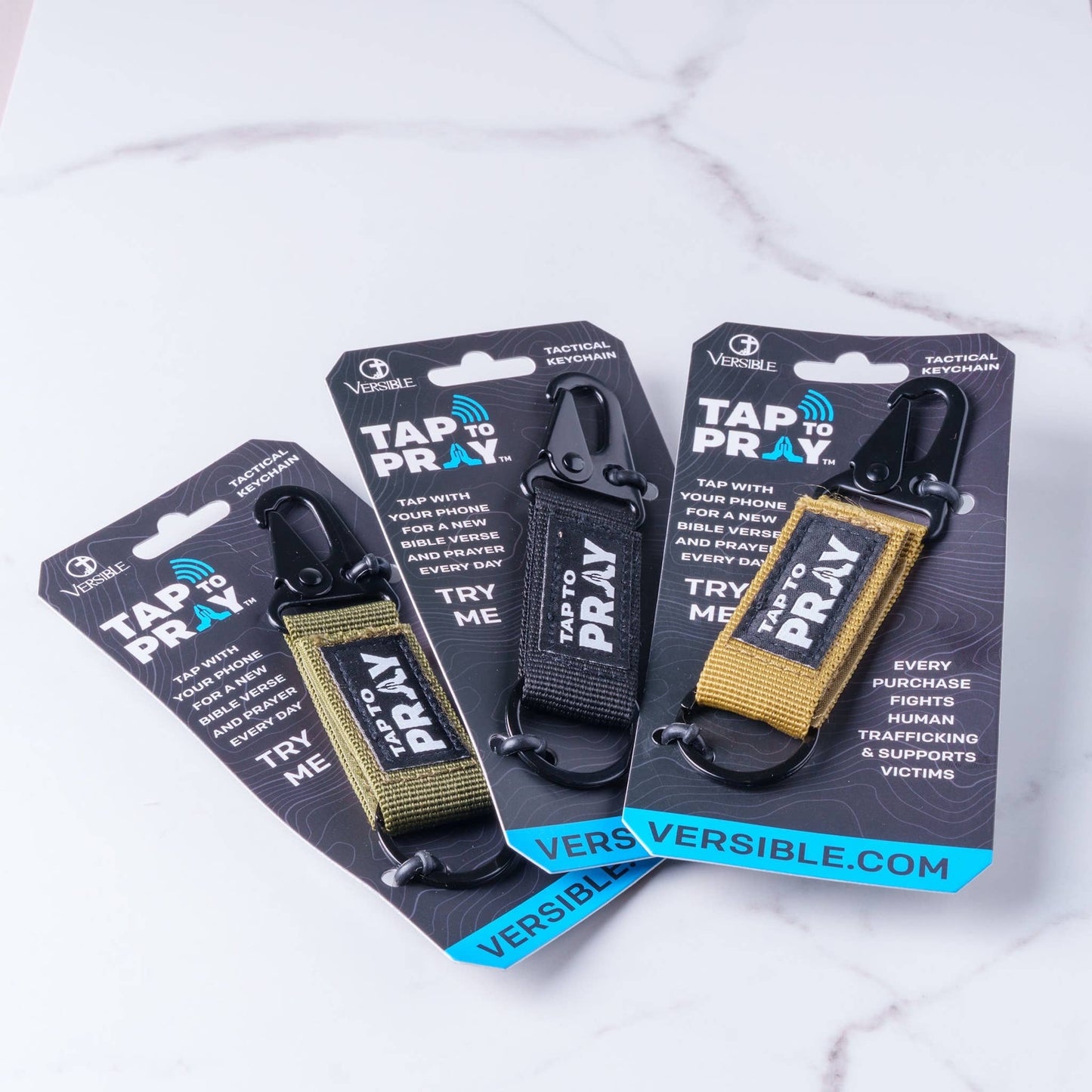 Versible Tap To Pray Tactical Carabiner Keychain