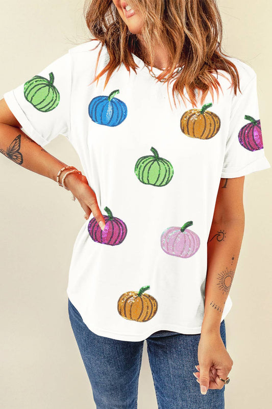 Sequin Pumpkin Patch Top