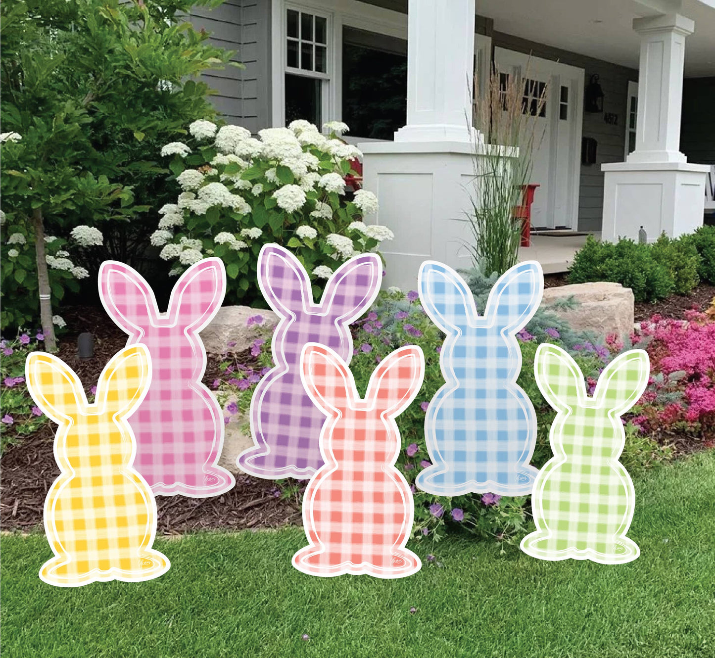 Gingham Bunny Garden Stakes Collection