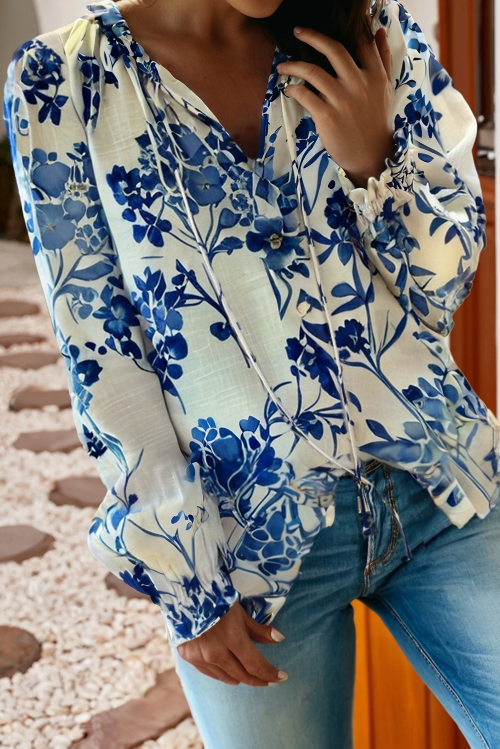 Chinoiserie Lace Up Top