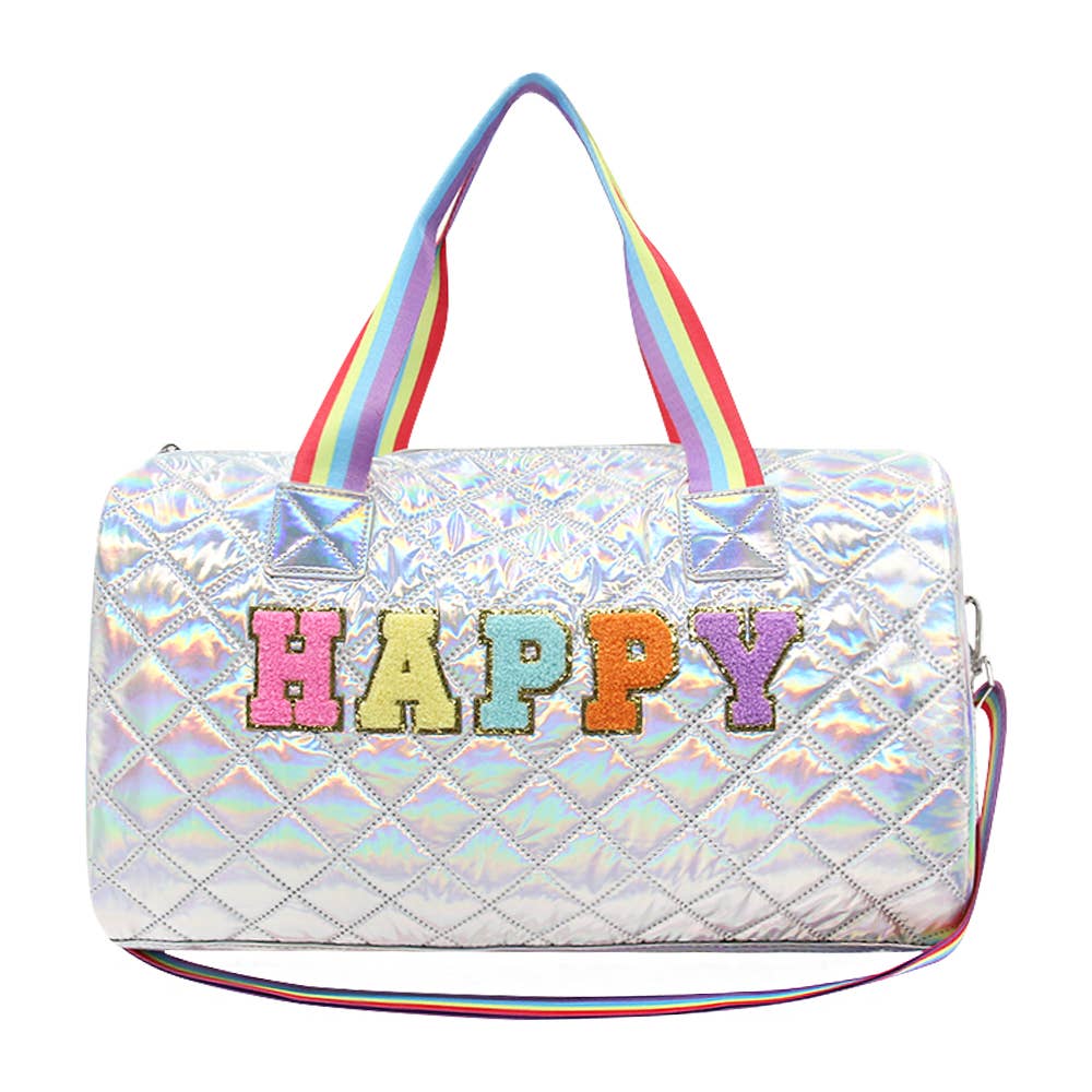 Large Duffel Bag Happy Chenille Patch