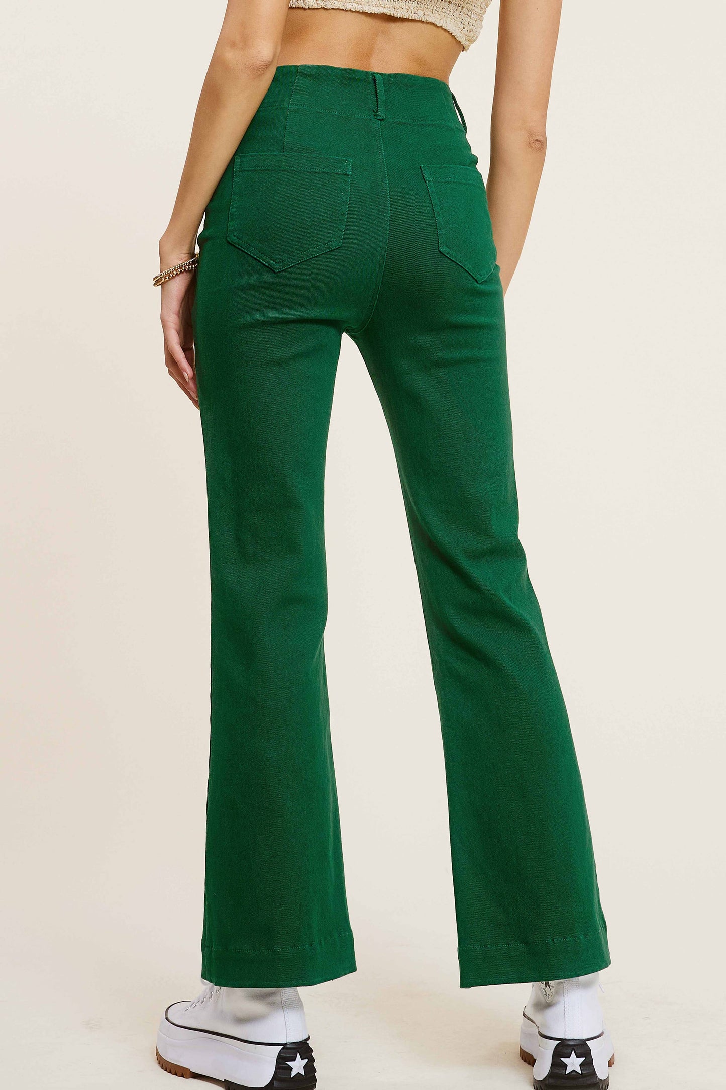 Soft Washed Stretchy High Waisted Wide Flare Pants