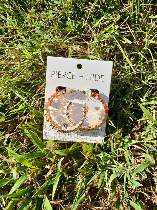 Orange + White Game Day Gem Hoops
