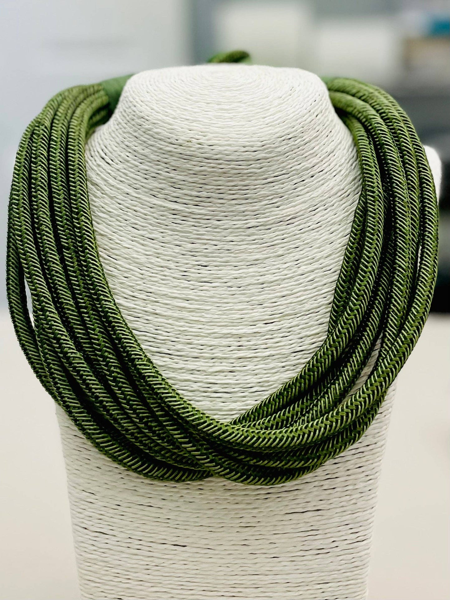 Slub 8-strand Necklace in Sage Green