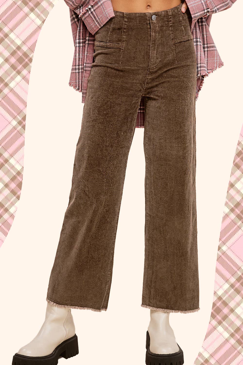 La Miel High Waisted Wide Leg Corduroy Pants