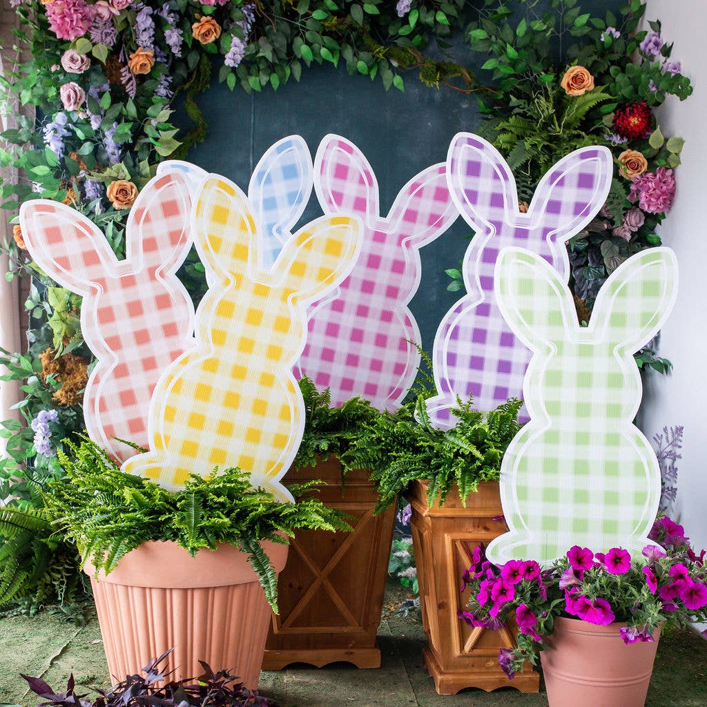 Gingham Bunny Garden Stakes Collection