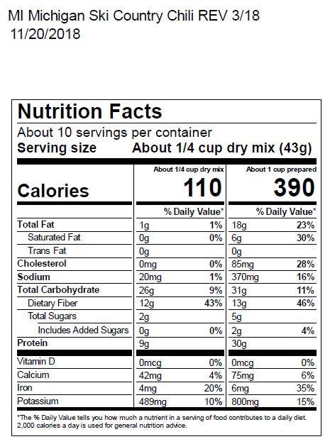 Anderson House Michigan Ski Country Chili Mix