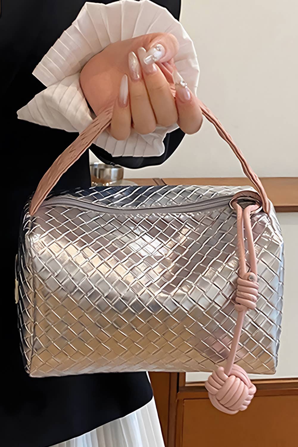 Silvery Lattice Cosmetic Bag