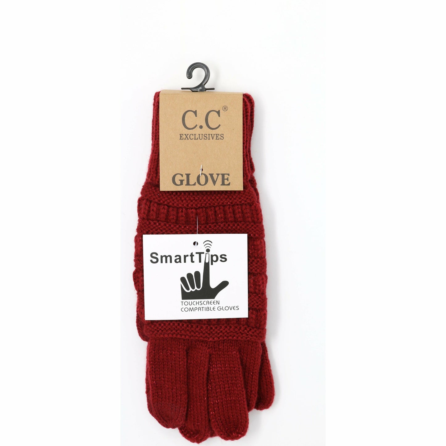 C.C Women's Metallic Cable Knit Gloves