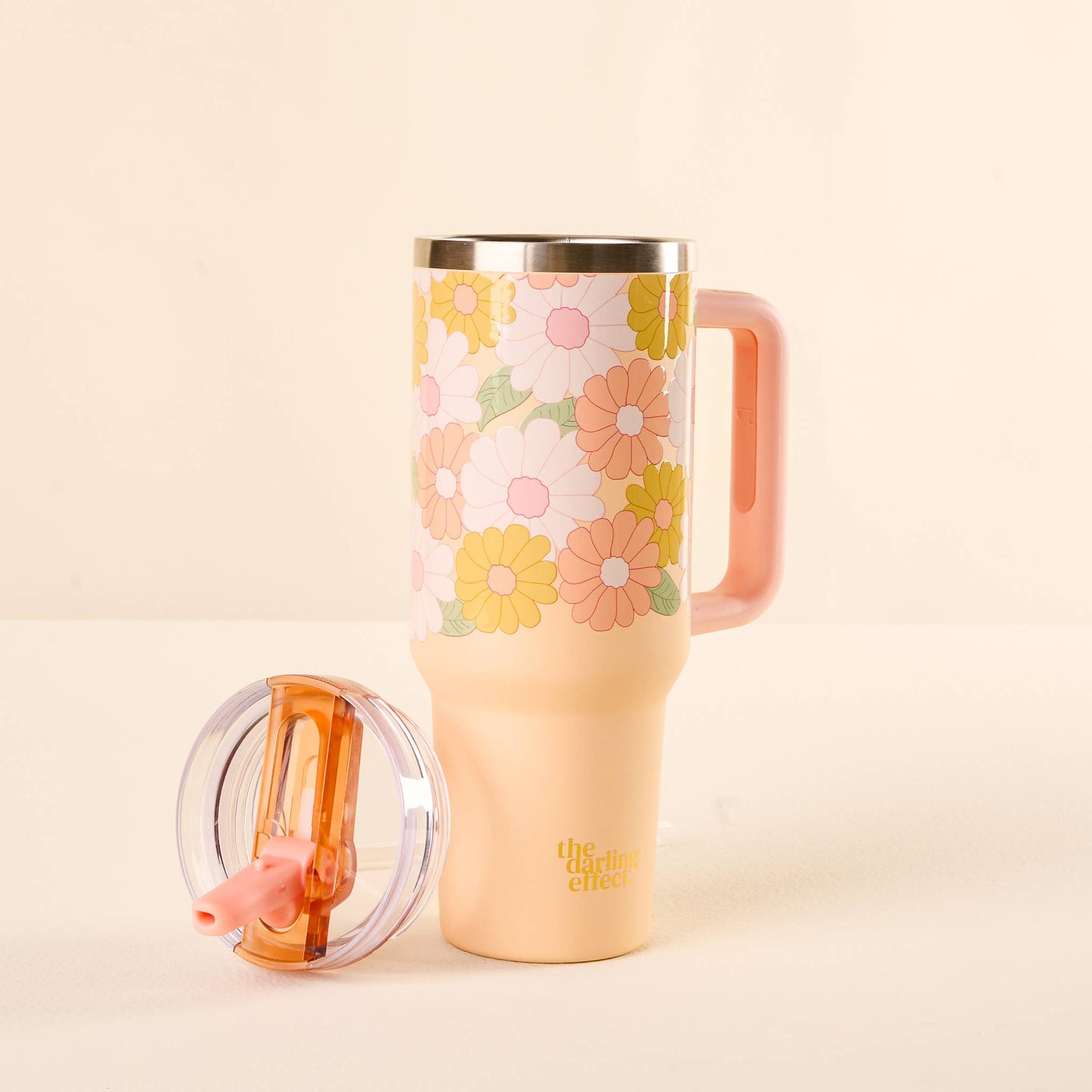 40 oz Lifestyle Flip Straw Tumbler-Daisy Craze Peach