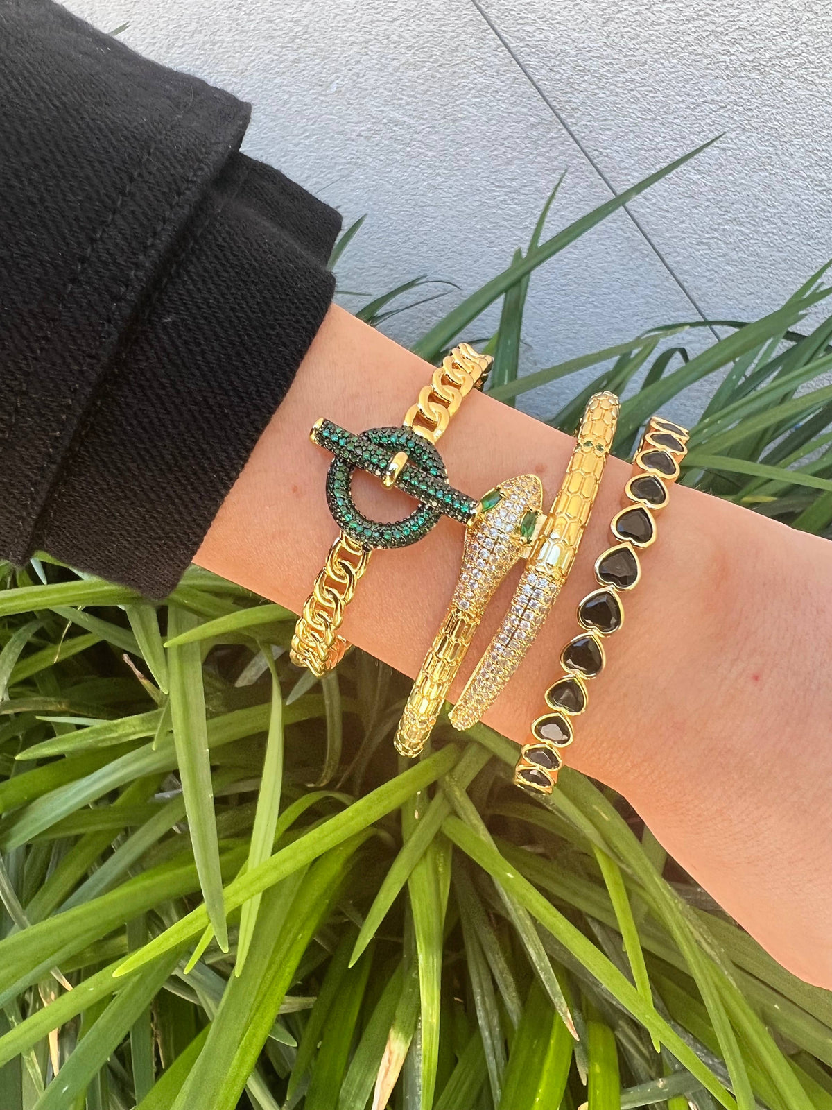 Gemelli Naia Bracelet — 18K gold-plated adjustable link bracelet for stacking or solo wear