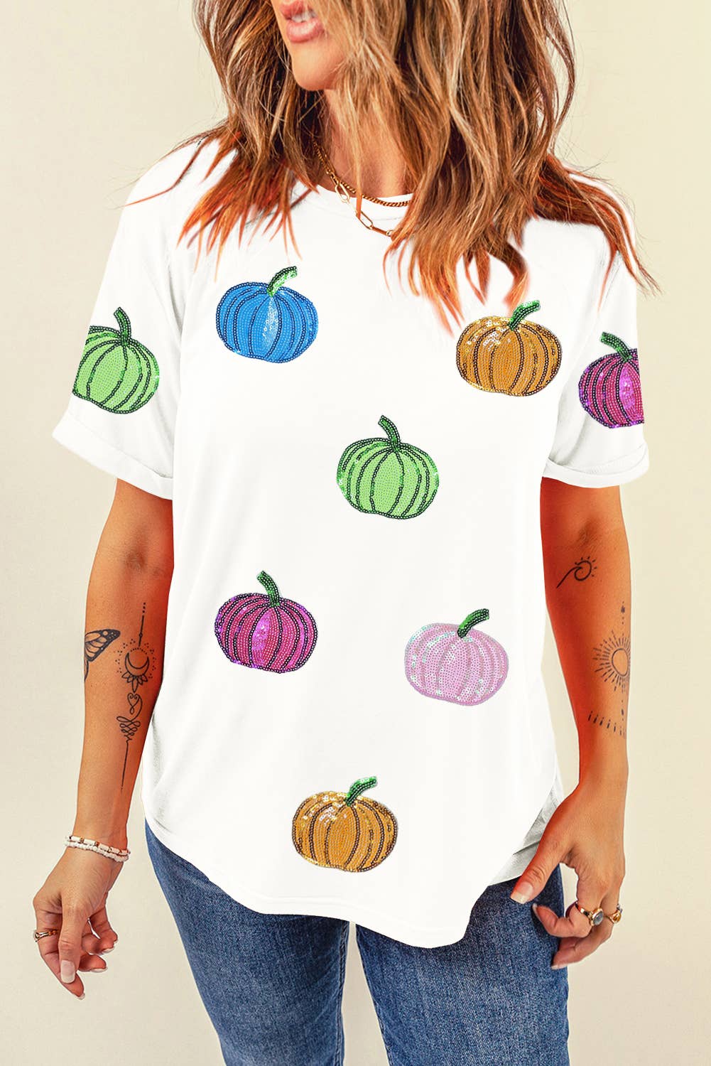 Sequin Pumpkin Patch Top