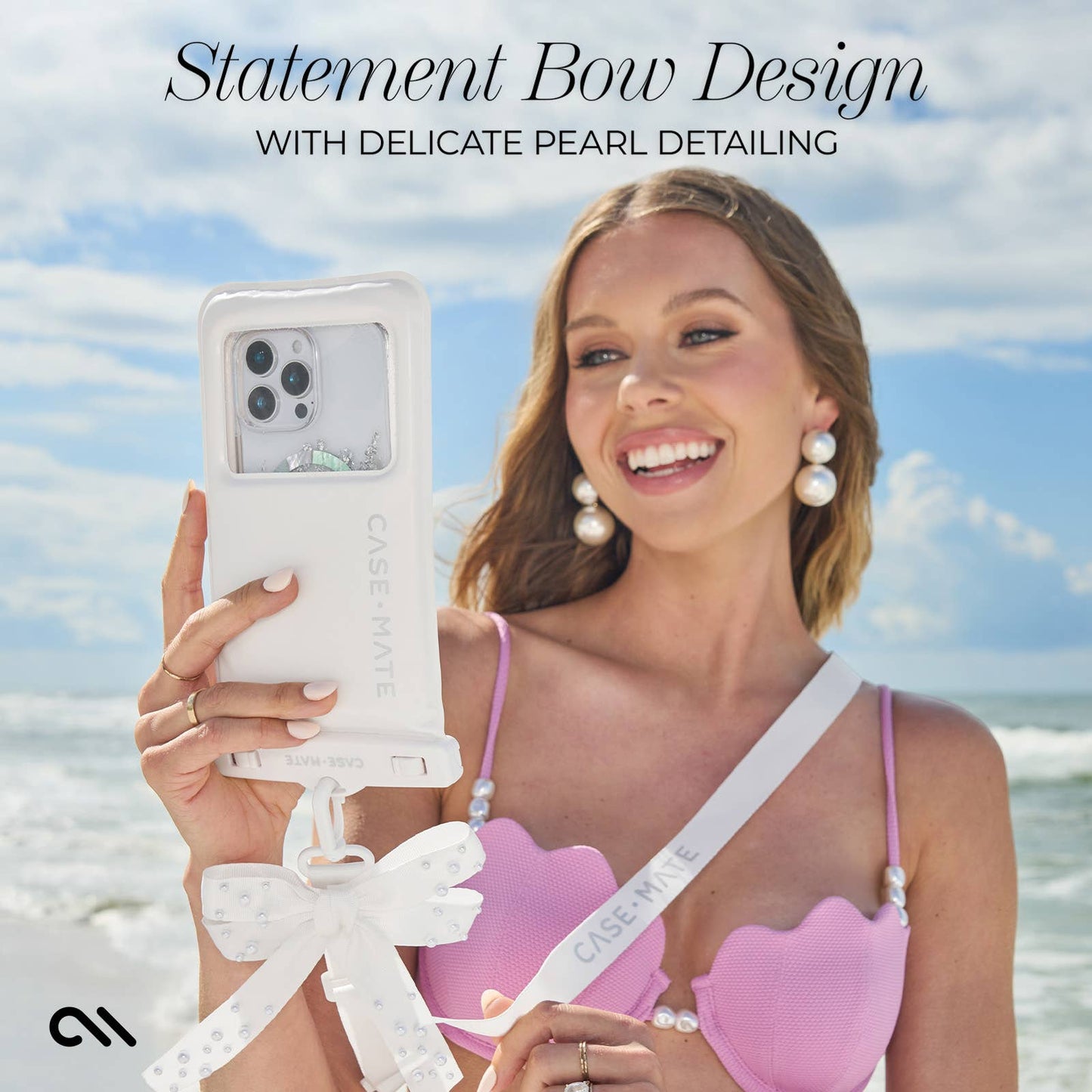 Case-Mate Ivory Pearl Bow Waterproof Floating Pouch