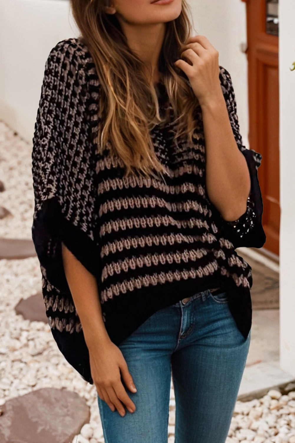Draped Sleeve Slouchy Sweater