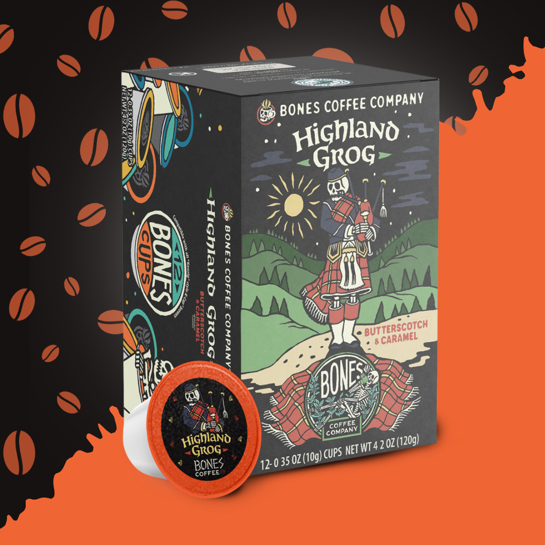 Bones Highland Grog Flavored Coffee Pods