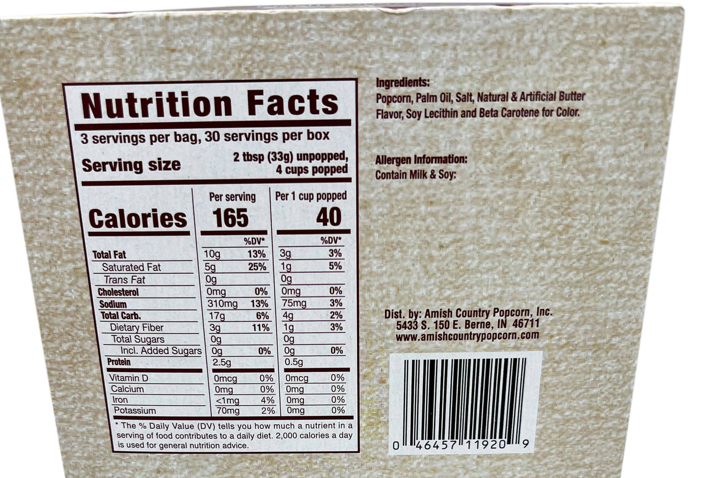 Amish Country Microwave Buttery White Popcorn Singles