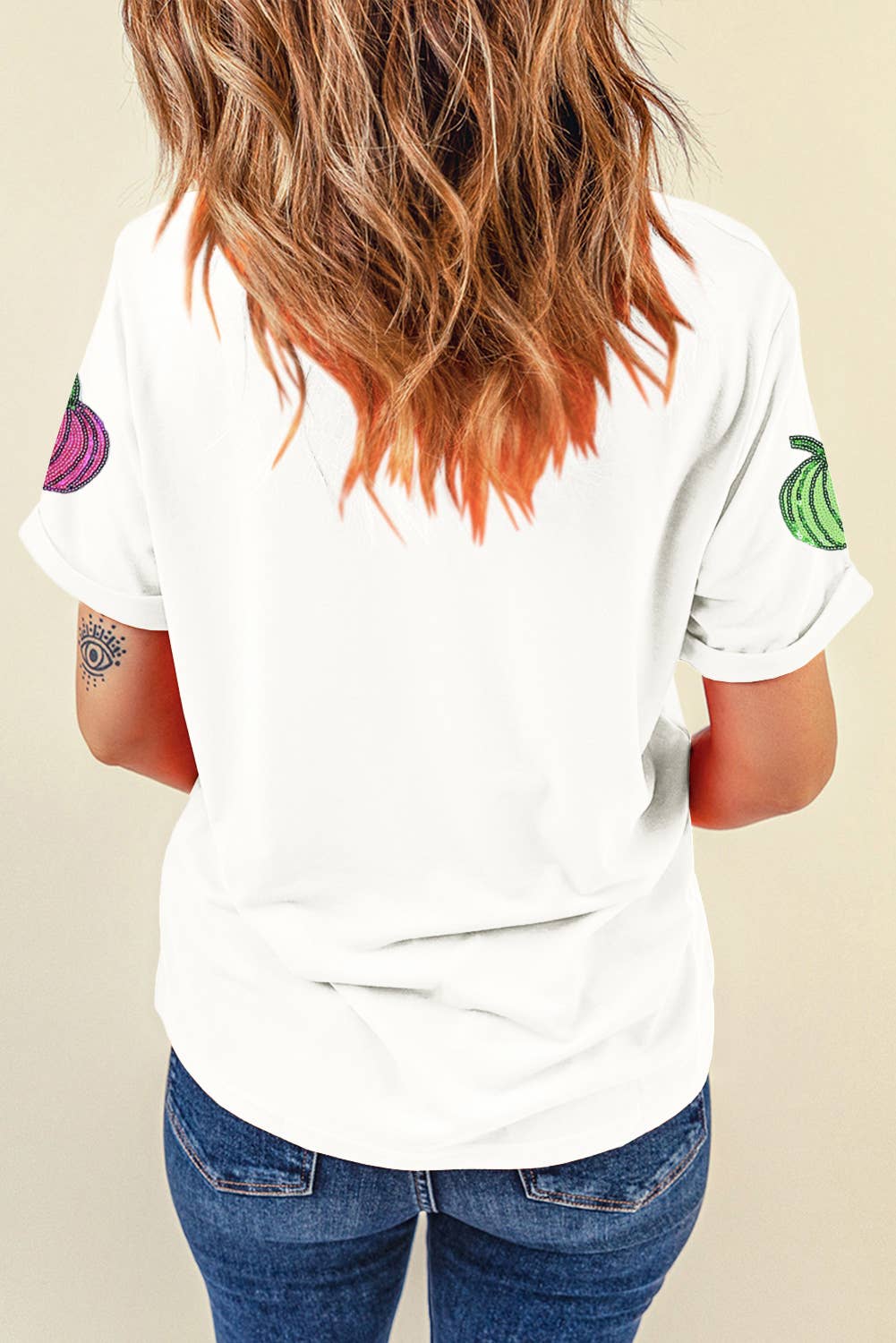 Sequin Pumpkin Patch Top
