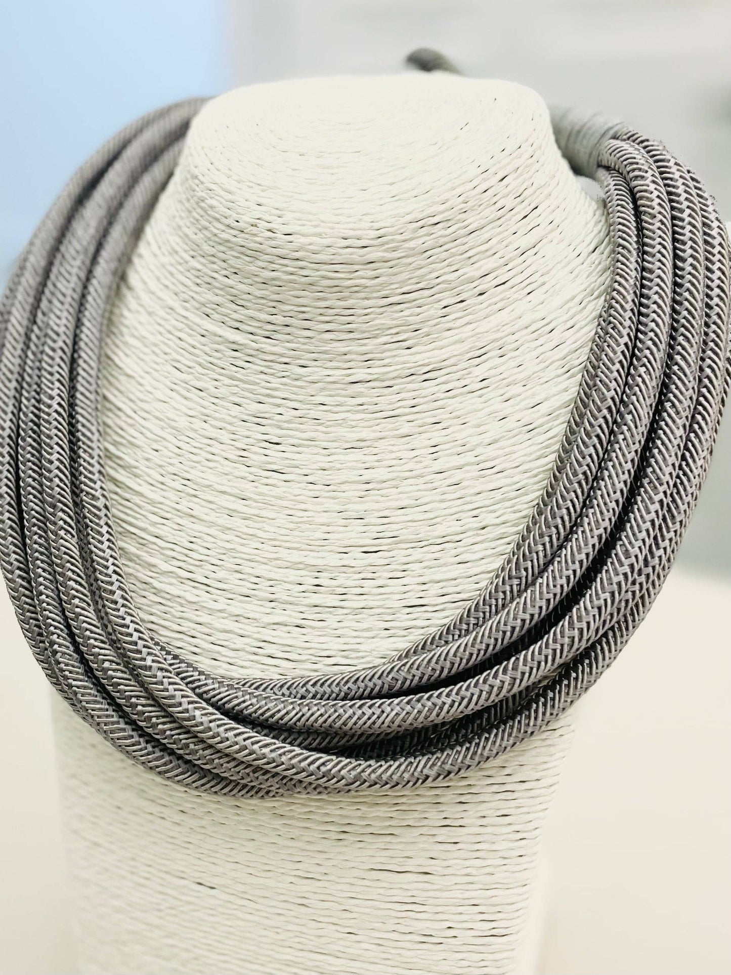 Gray Cotton Slub Rope Necklace