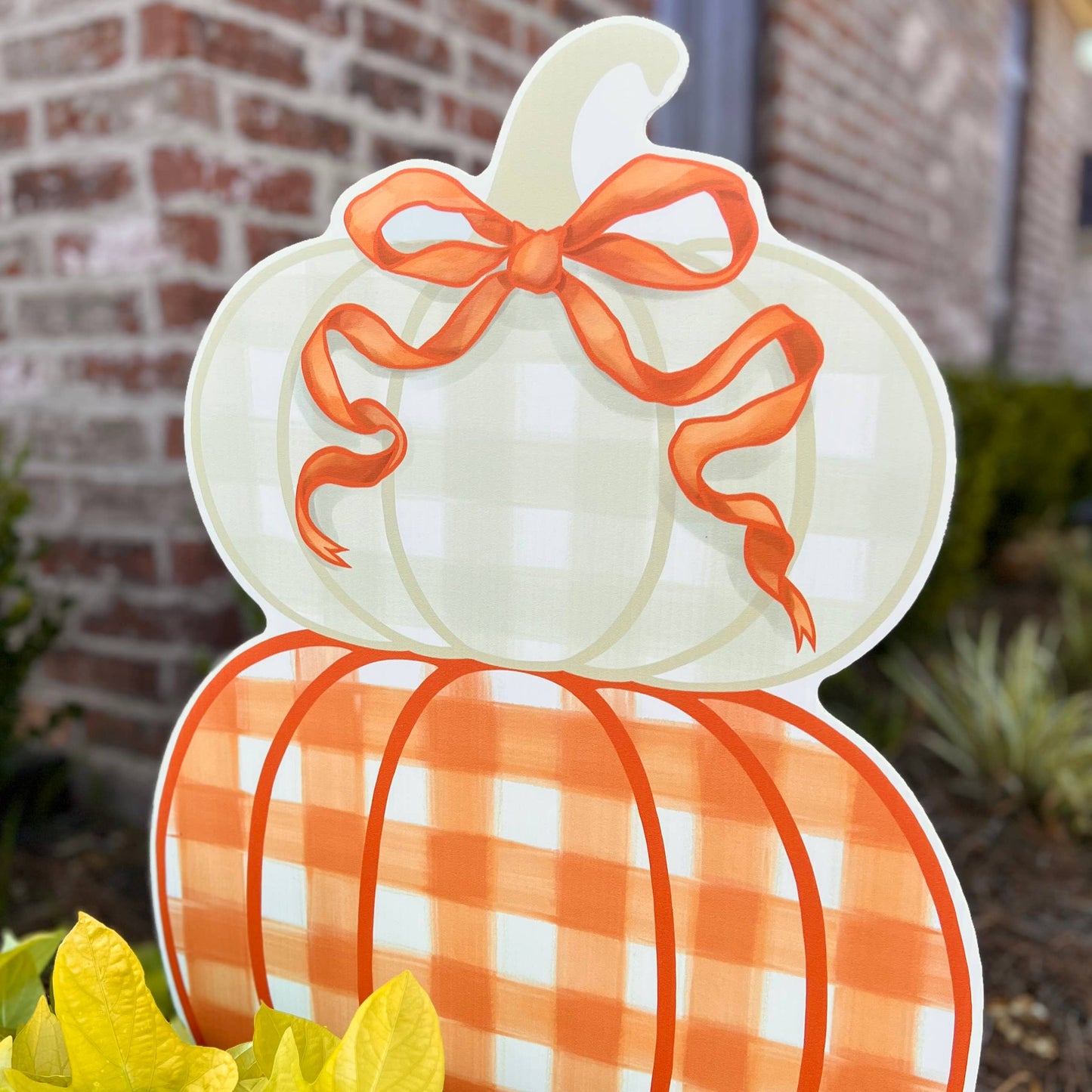 Orange Stacked Pumpkin Duo Garden Stake