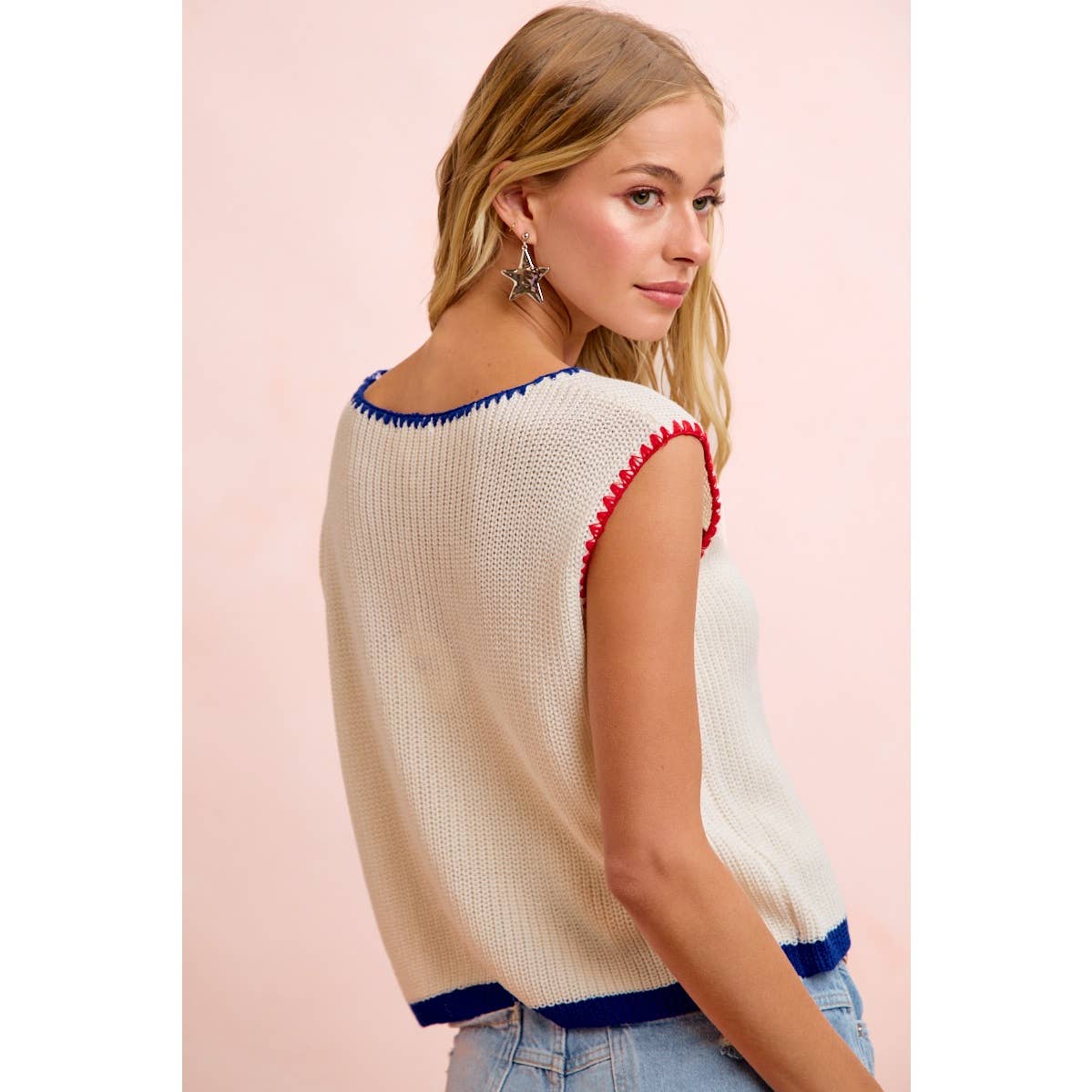 BiBi Patriotic American Flag Sleeveless Knit To