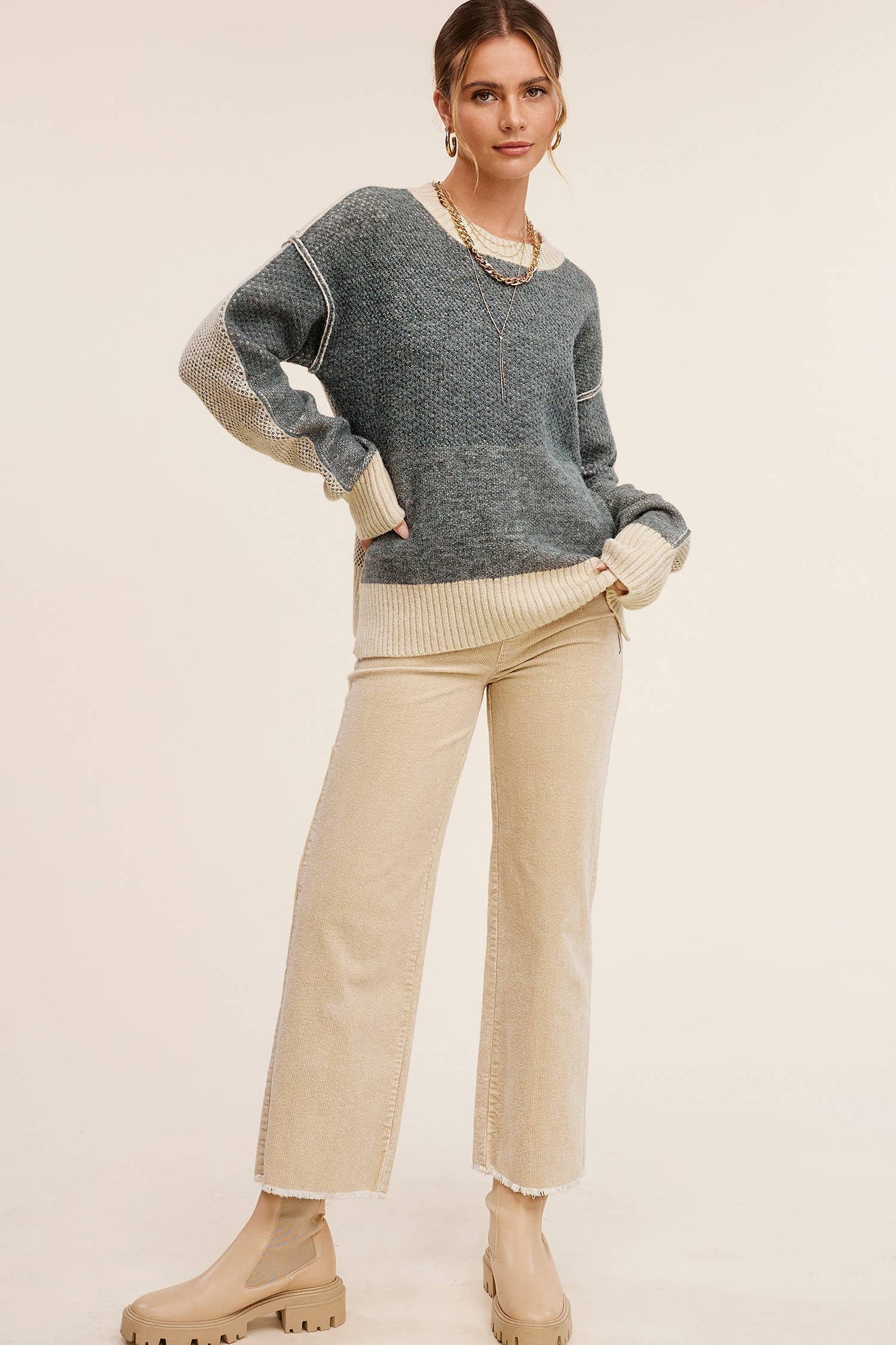 La Miel High Waisted Wide Leg Corduroy Pants