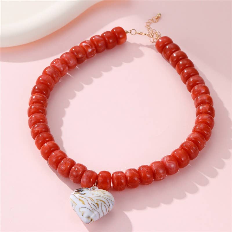 Heart Pendant Beaded Necklace