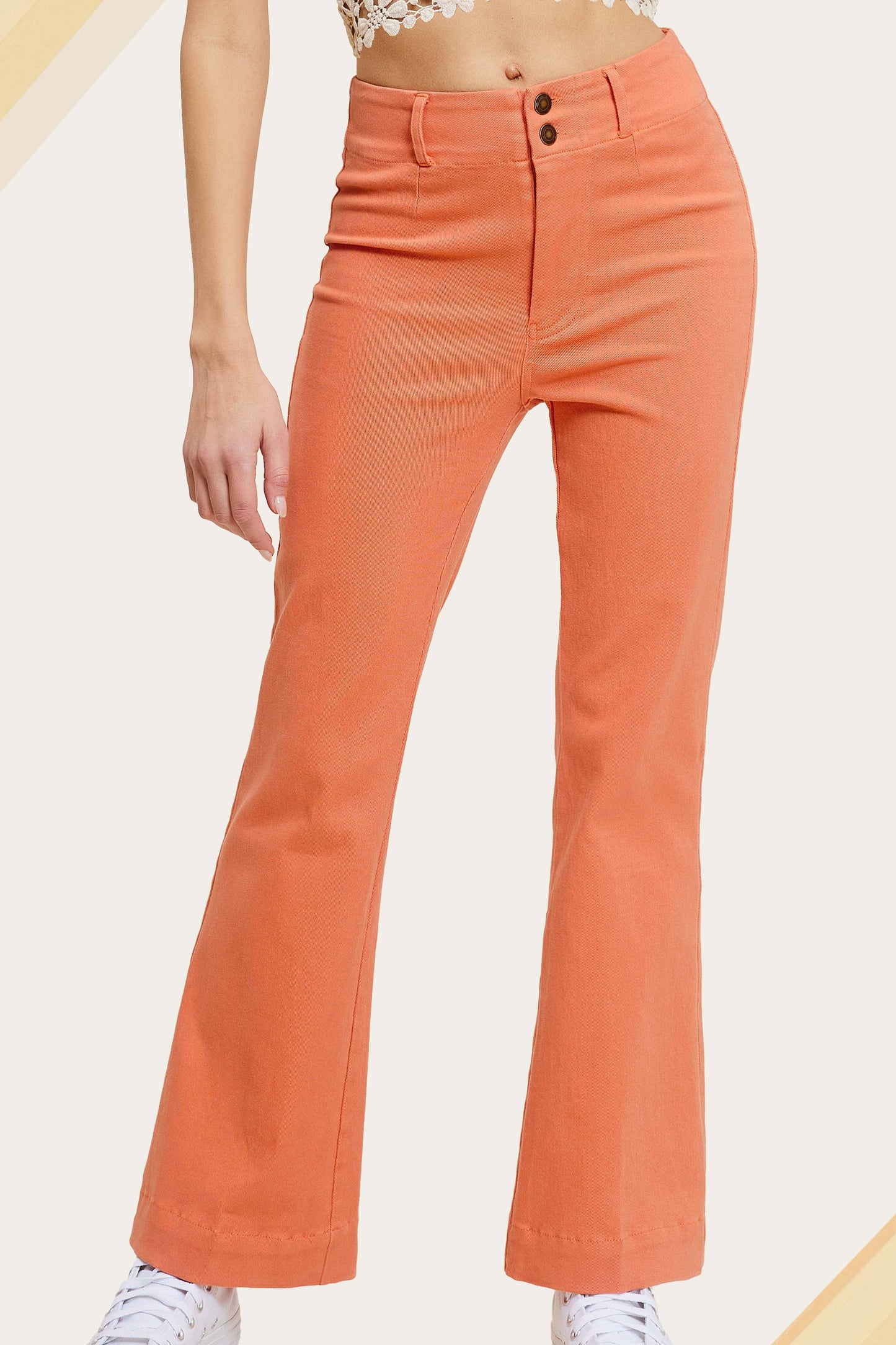 Soft Washed Stretchy High Waisted Wide Flare Pants