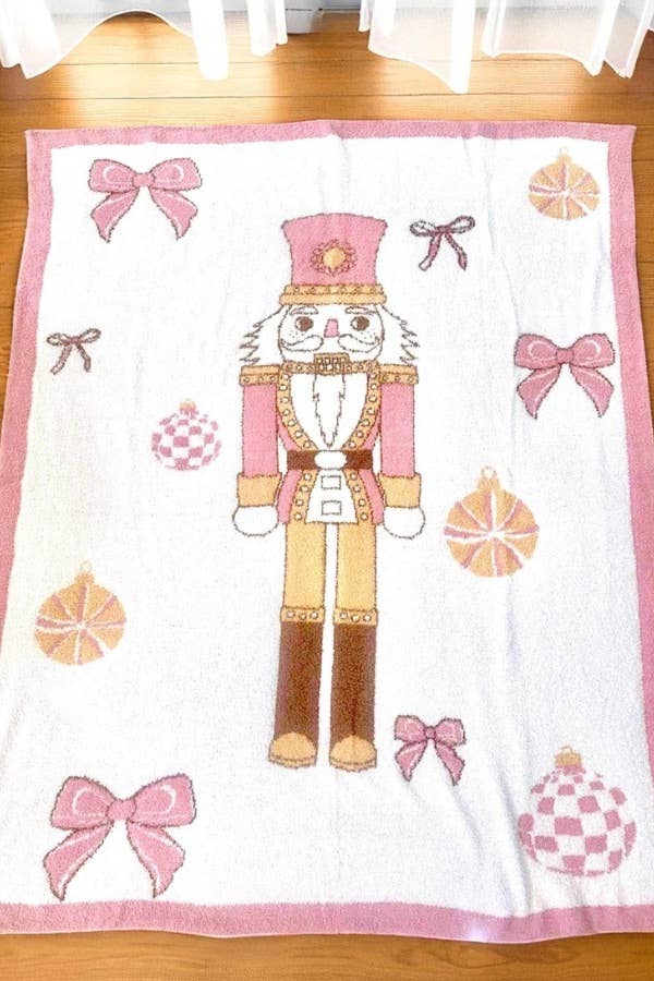 Pink Nutcracker Bow Luxury Blanket
