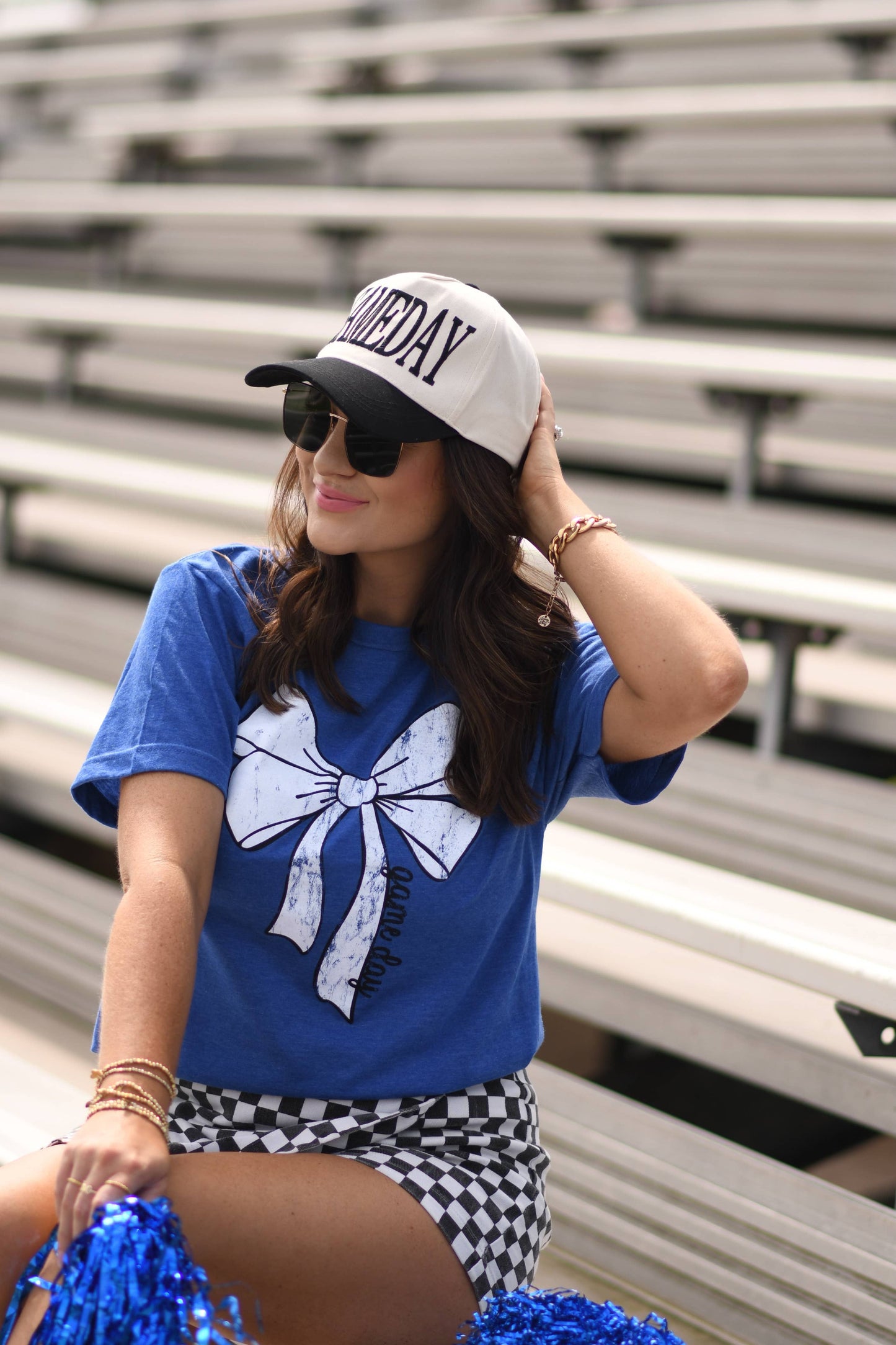 Blue Game Day Bow Tee
