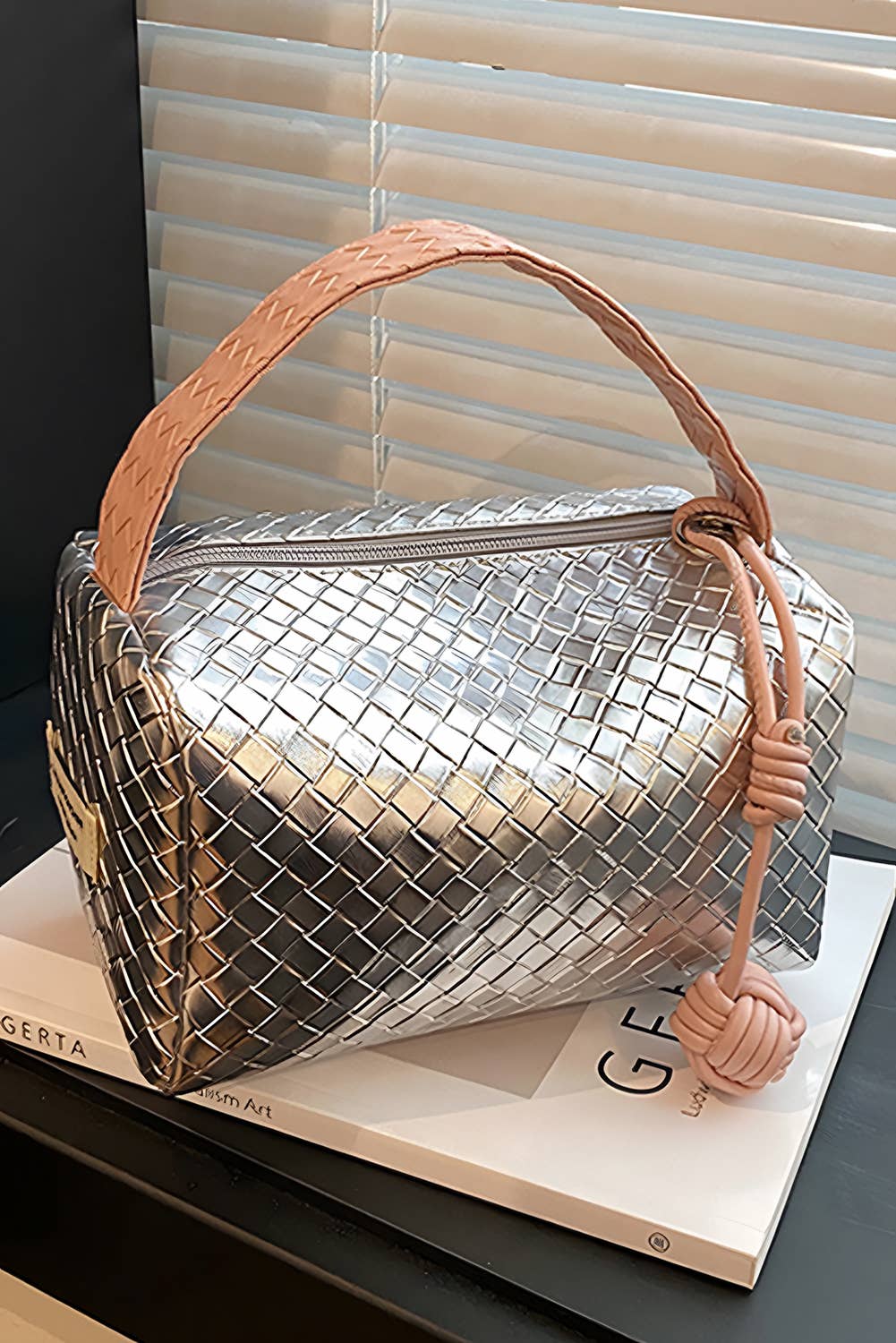 Silvery Lattice Cosmetic Bag