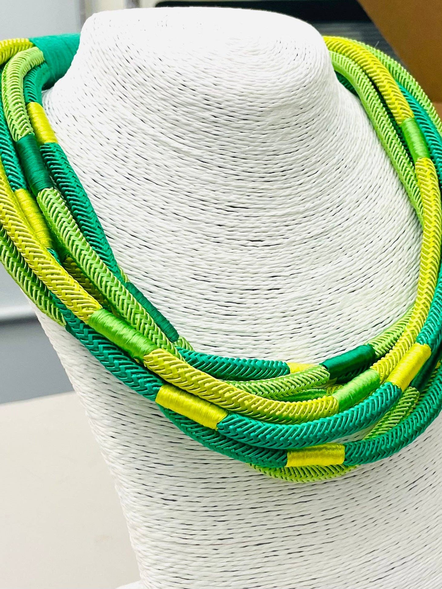 Green & Citrus Cotton Slub Rope Necklace