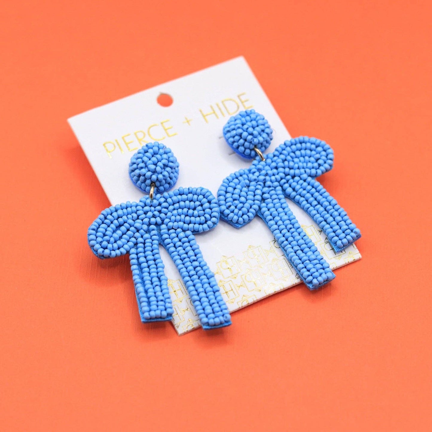 Baby Blue Beaded Bow Earrings