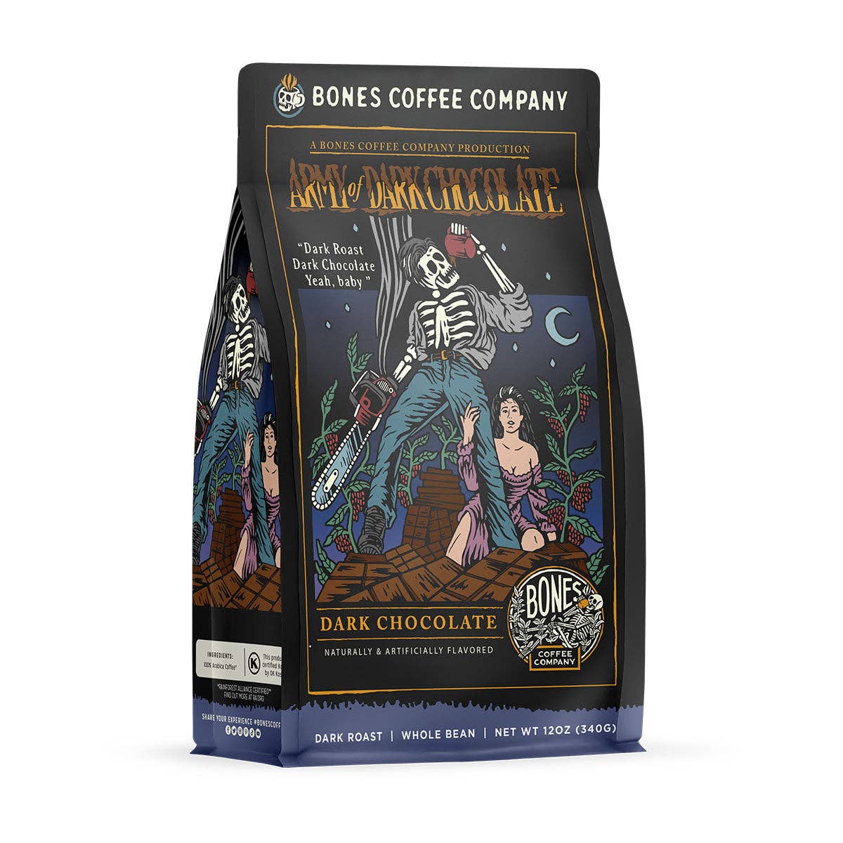 Bones Army of Dark Chocolate Flavored Ground 12oz Coffee