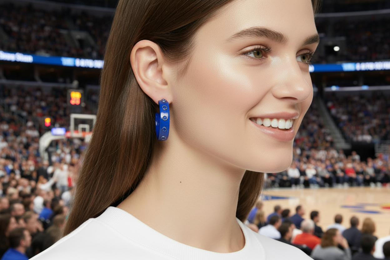 Blue Acrylic Hoops with Stones