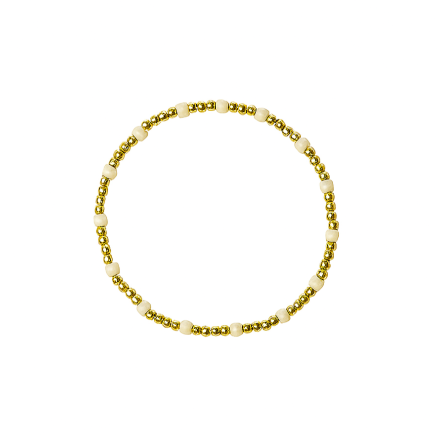 The Bubbly White and Gold Beaded Bracelet