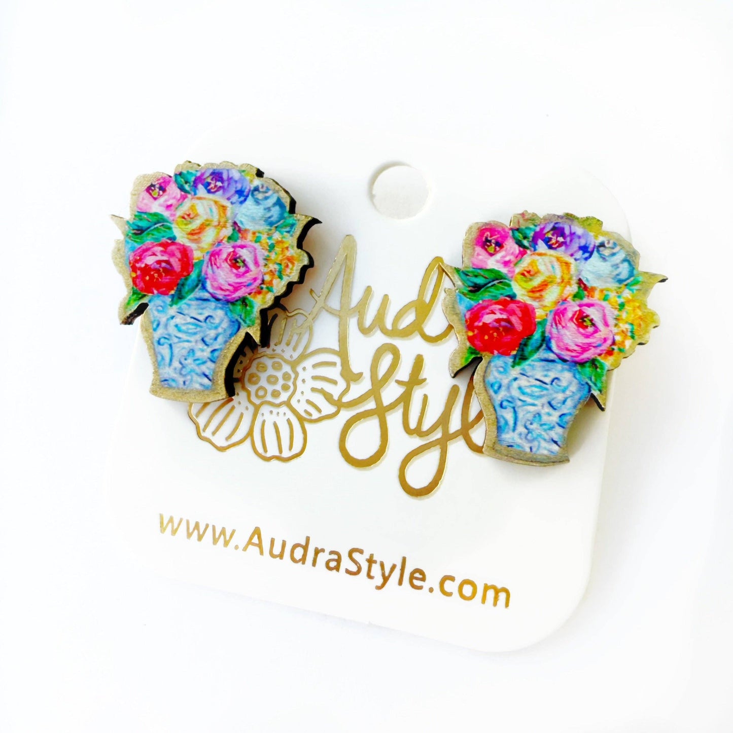 Ginger Jar Floral Bouquet Studs