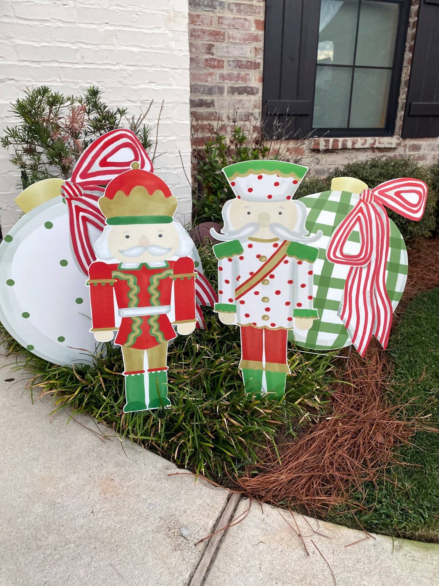 Green and White Ornament Yard Signs
