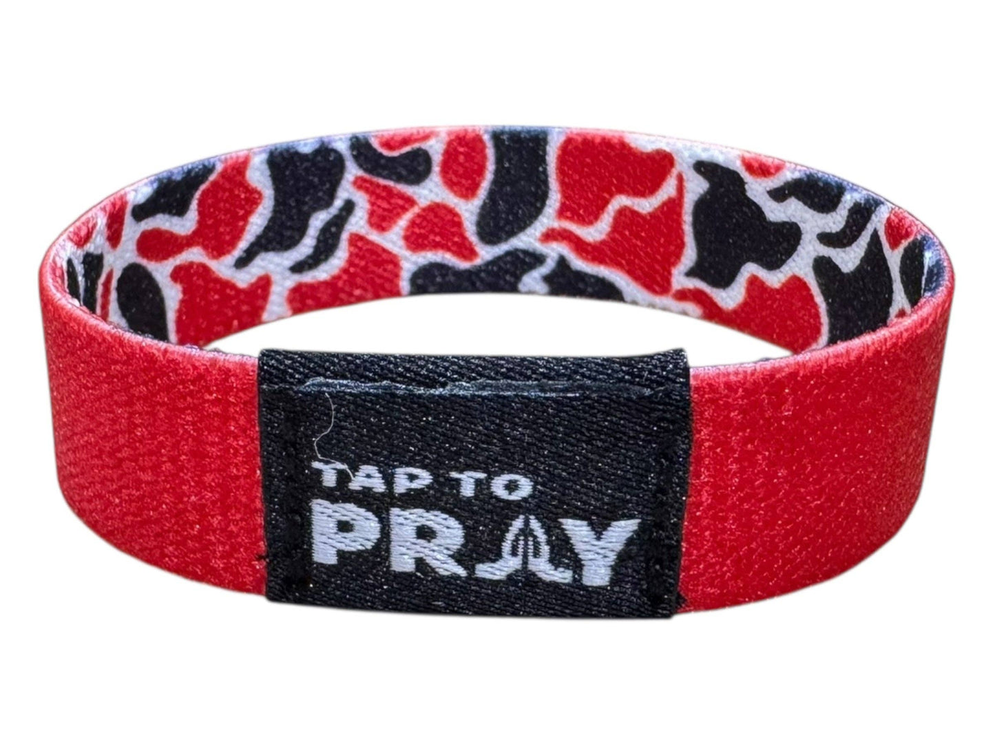 Versible Tap To Pray Wristband-Red & Black Team Camo