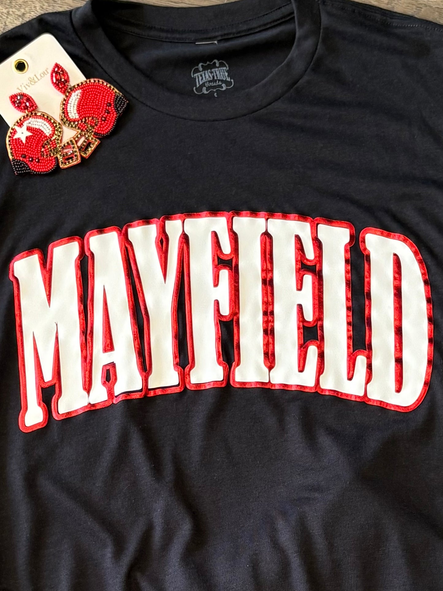 Mayfield Red Metallic Puff Tee