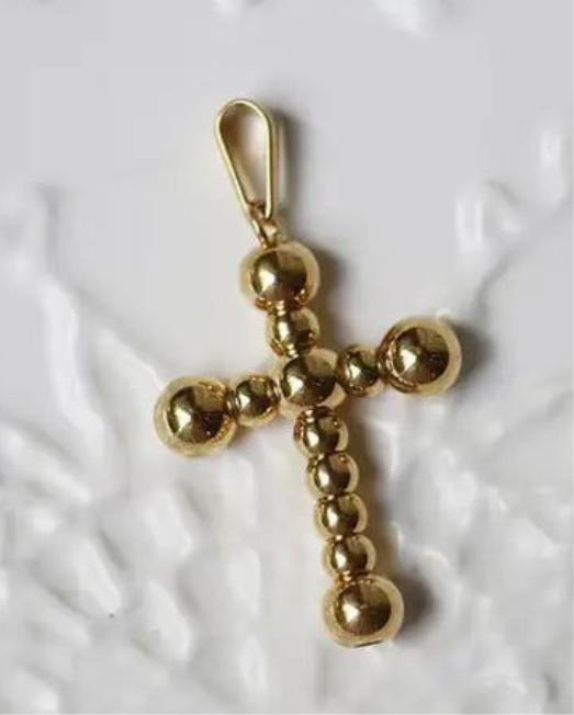Large Beaded Cross Charm ~ Deep South Originals