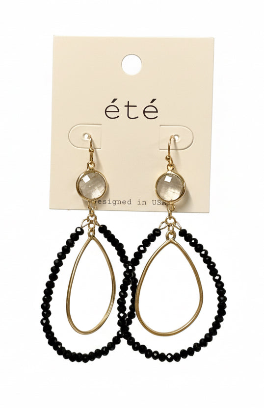 Ete Black & Gold Beaded Earrings