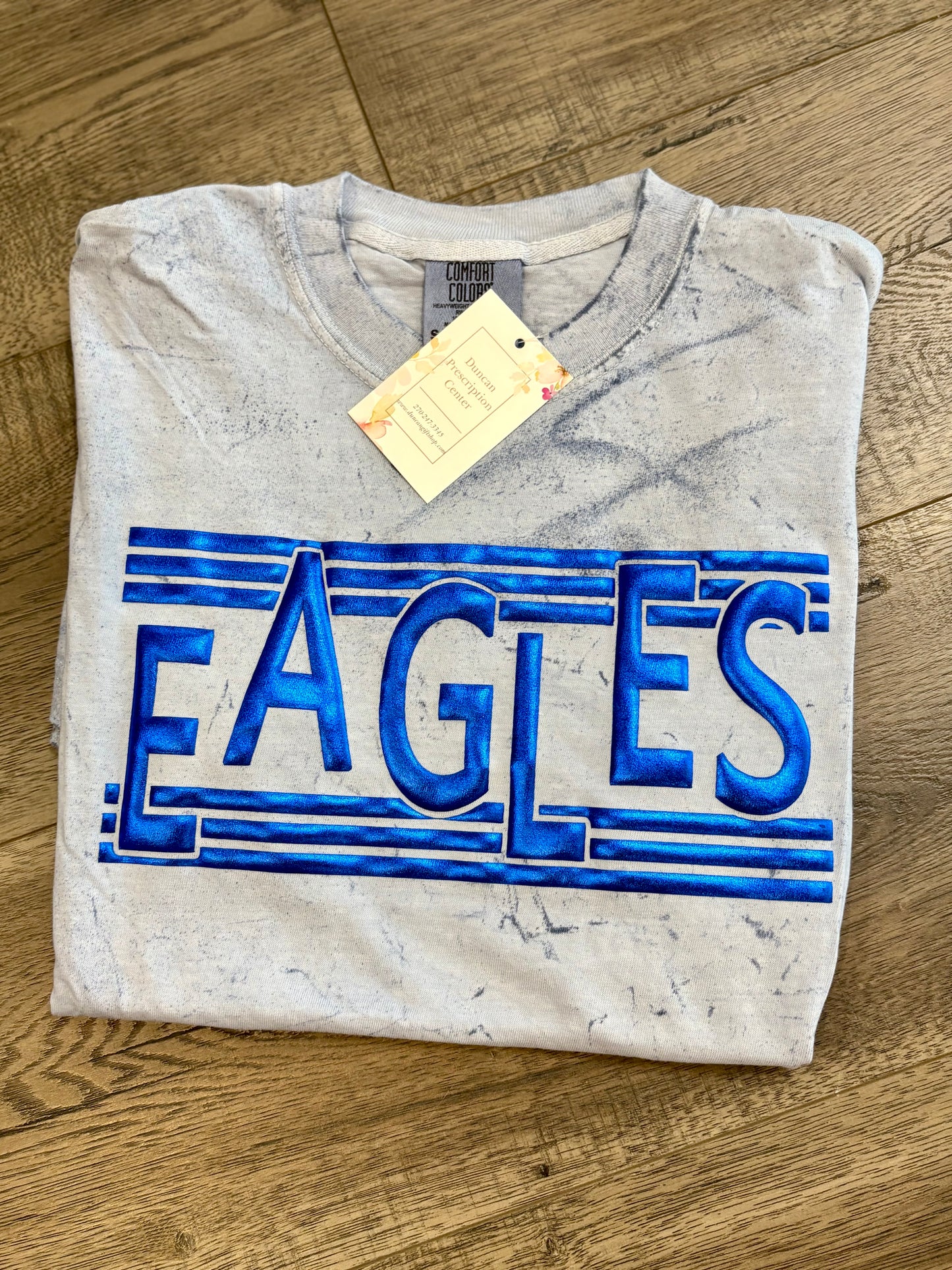 Eagles 6 Line Metallic Puff Tee