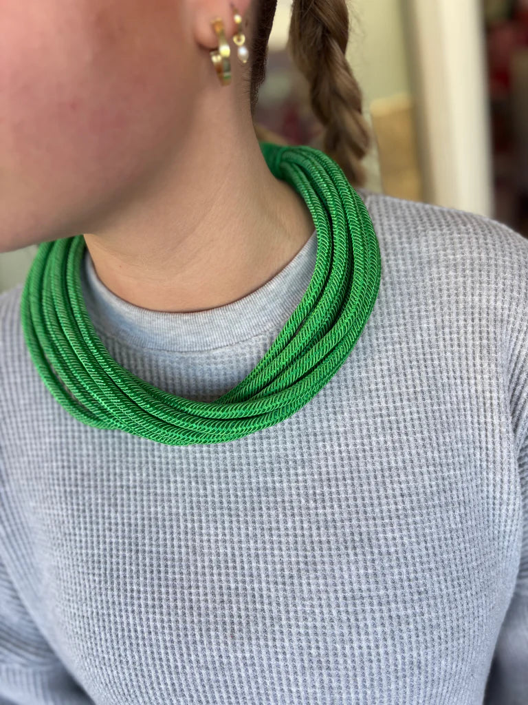 Kelly Green Cotton Slub Rope Necklace