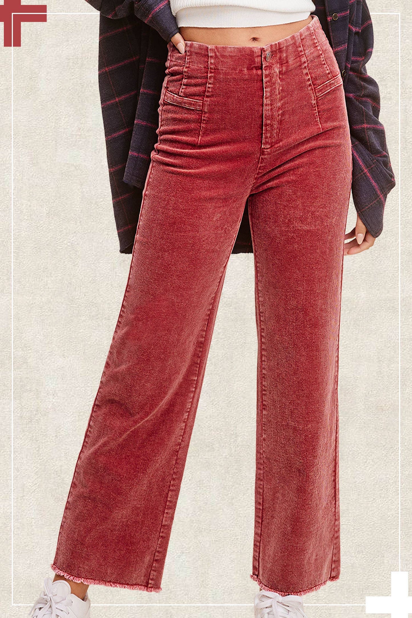 La Miel High Waisted Wide Leg Corduroy Pants
