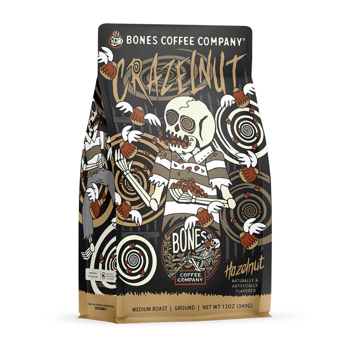 Bones Crazelnut Flavored Ground 12oz Coffee