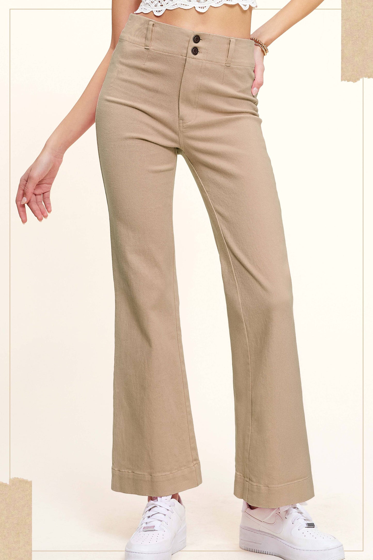 Soft Washed Stretchy High Waisted Wide Flare Pants