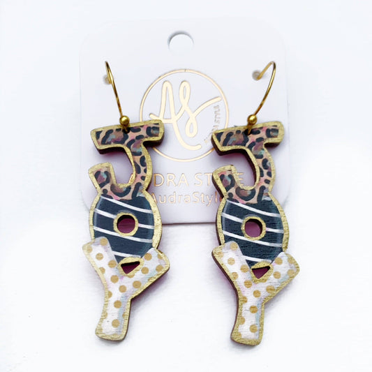 JOY Black and Gold Dangle Earrings